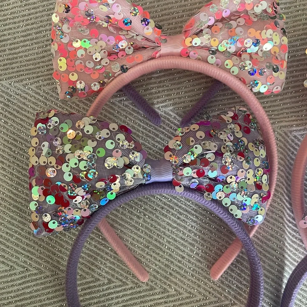 New pink and purple sequin headbands set of six new in bag